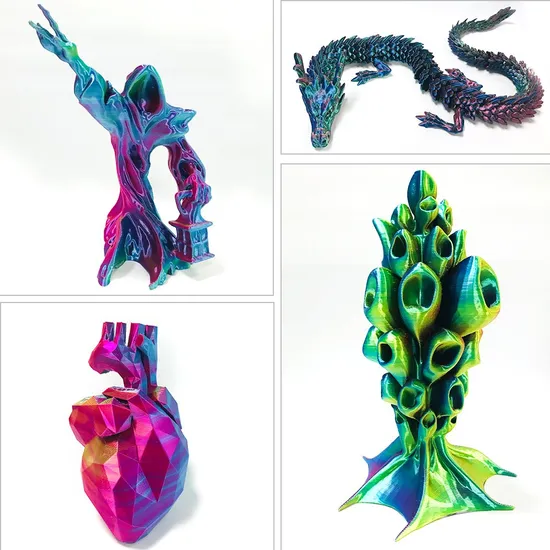 Popular New Tri-Color Silk PLA 3D Printers 3D Pens Red- Blue- Green Filament Silk 3D Printing Material 1.75mm Tangle Free Easy-to-Use DIY 3D Printing Filament